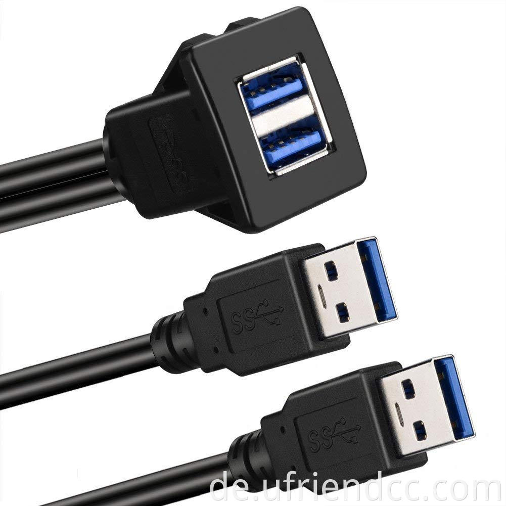 China Data Cable Factory Dual Single Square USB 3.0 Panel Flush Mount Verlängerungskabel